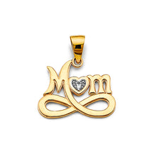 Load image into Gallery viewer, 14K Yellow Gold CZ Mom Pendant