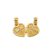 Load image into Gallery viewer, 14K Yellow Gold Heart Mom And Daughter Pendant