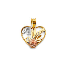 Load image into Gallery viewer, 14K Tri Color Gold Heart #1 Mom Pendant