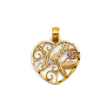 Load image into Gallery viewer, 14K Two Tone Gold Heart Abuela Pendant