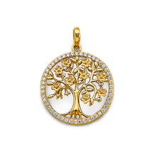 Load image into Gallery viewer, 14K Two Tone Gold Round Tree Of Life Pendant