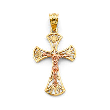 Load image into Gallery viewer, 14K Two Tone Gold 15mm Crucifix Cross Pendant