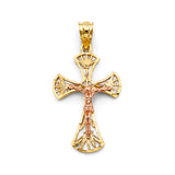 14K Two Tone Gold 15mm Crucifix Cross Pendant