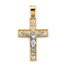 Load image into Gallery viewer, 14K Two Tone Gold 20mm Celtic Crucifix Cross Pendant