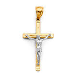 14K Two Tone Gold 18mm Crucifix Cross Pendant