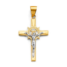 Load image into Gallery viewer, 14K Two Tone Gold 18mm Greek Crucifix Cross Pendant