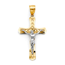 Load image into Gallery viewer, 14K Two Tone Gold Crucifix Cross 20mm Pendant