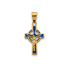 Load image into Gallery viewer, 14K Yellow Gold Enamel Cross Pendant