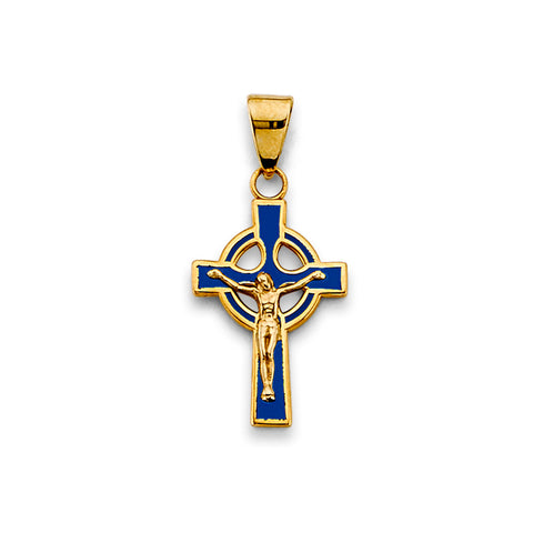 14K Yellow Gold Enamel Cross Pendant