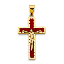 Load image into Gallery viewer, 14K Yellow Gold Red Enamel Cross Pendant