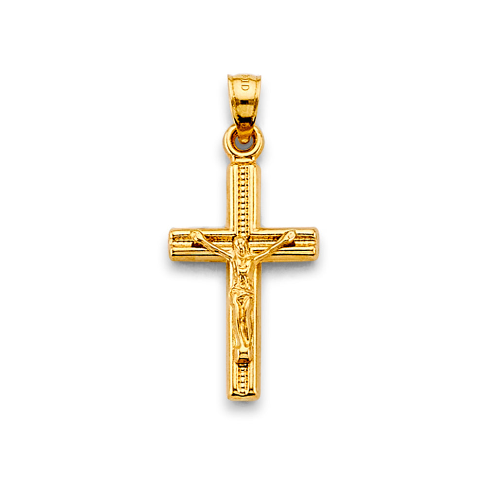 14K Yellow Gold 13mm Crucifix Cross Pendant