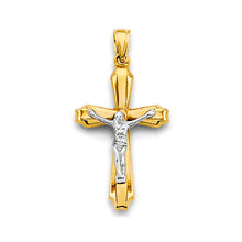 Load image into Gallery viewer, 14K Two Tone Gold 15mm Crucufix Cross Pendant