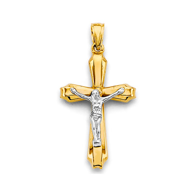 14K Two Tone Gold 15mm Crucufix Cross Pendant