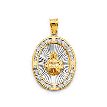 Load image into Gallery viewer, 14K Two Tone Gold CZ Oval Santo Nino De Atocha Pendant