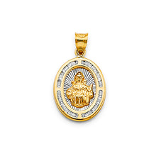 Load image into Gallery viewer, 14K Two Tone Gold 15mm CZ Oval Santo Nino De Atocha Pendant