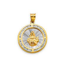 Load image into Gallery viewer, 14K Two Tone Gold CZ Round Santo Nino De Atocha Pendant