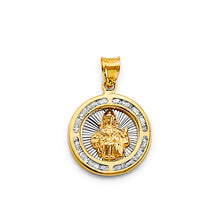 Load image into Gallery viewer, 14K Two Tone Gold 17mm CZ Round Santo Nino De Atocha Pendant