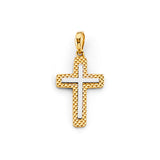 14K Two Tone Gold 12mm Cross Pendant