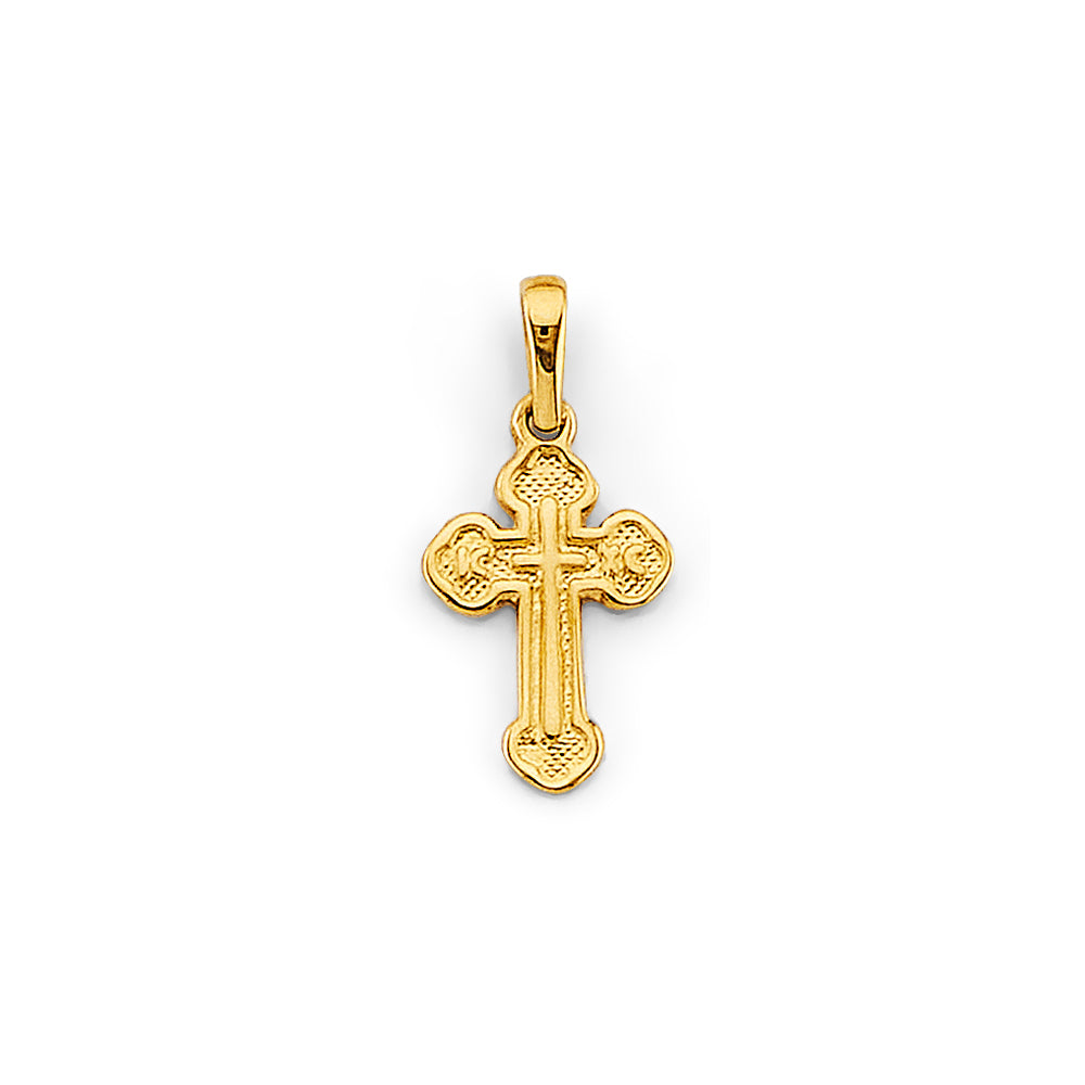 14K Yellow Gold Plain Cross 10mm Pendant