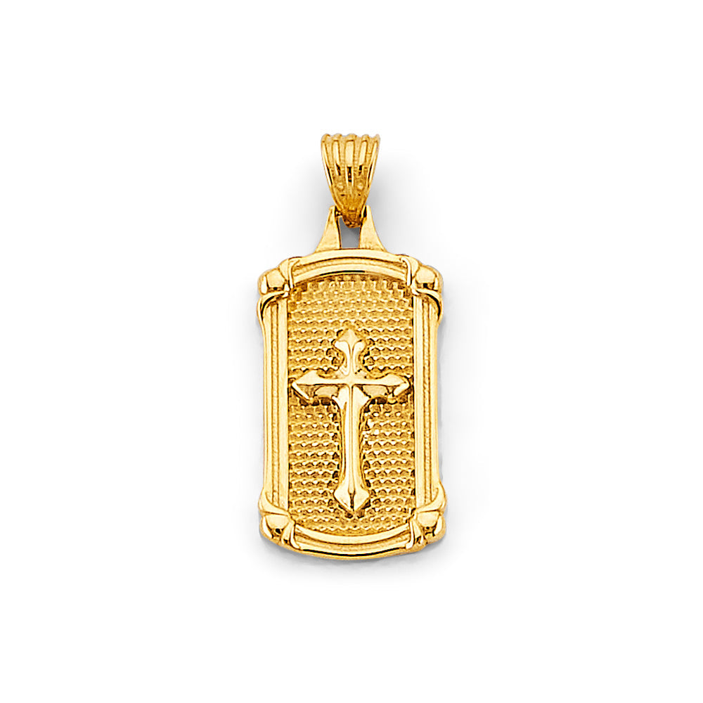 14K Yellow Gold Frame Cross Pendant