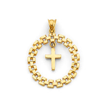 Load image into Gallery viewer, 14K Yellow Gold Round Link With Cross Pendant