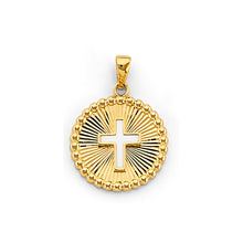 Load image into Gallery viewer, 14K Yellow Gold Round Frame With Cross Pendant