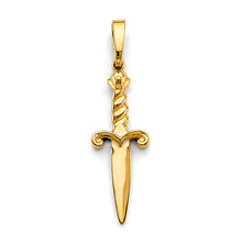 Load image into Gallery viewer, 14K Yellow Gold Dagger Knife Pendant