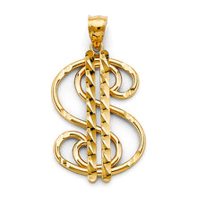 Load image into Gallery viewer, 14K Yellow Gold Dollar Sign Pendant