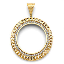 Load image into Gallery viewer, 14K Yellow Gold CZ Link Coin Frame