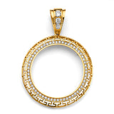 14K Yellow Gold CZ Greek Coin Frame