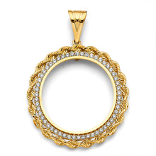 Load image into Gallery viewer, 14K Yellow Gold CZ Rope Coin Frame