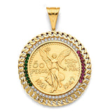 14K Yellow Gold 52mm CZ Link Coin Frame