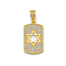 Load image into Gallery viewer, 14K Yellow Gold CZ Star Of David Dog Tag Pendant