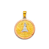 14K Tri Color Gold Caridad Del Cobre Medal Pendant