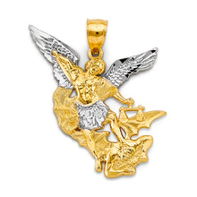 Load image into Gallery viewer, 14K Two Tone Gold 25mm Saint Michael Pendant