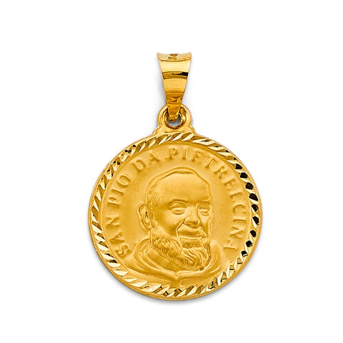 14K Yellow Gold Padre Pio Pendant