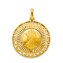 Load image into Gallery viewer, 14K Yellow Gold Greek Queen Elizabeth Pendant