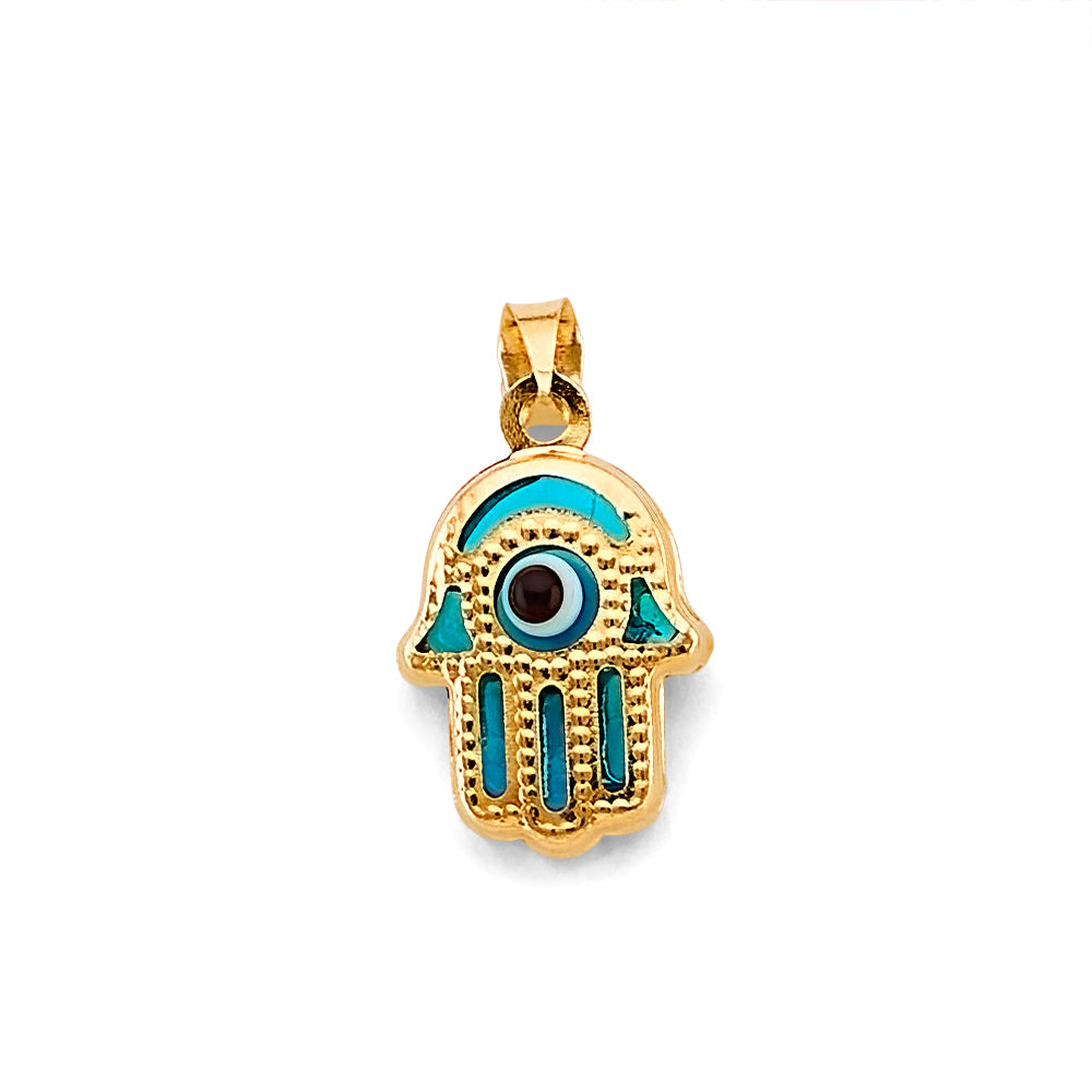 14K Yellow Gold Evil Eye Hamsa Pendant