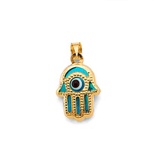 Load image into Gallery viewer, 14K Yellow Gold Evil Eye Hamsa Pendant