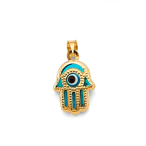 14K Yellow Gold Evil Eye Hamsa Pendant