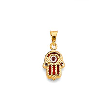 Load image into Gallery viewer, 14K Yellow Gold 8mm Evil Eye Hamsa Pendant