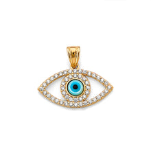 Load image into Gallery viewer, 14K Yellow Gold CZ Evil Eye Pendant