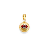 14K Yellow Gold Round Evil Eye Pendant