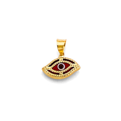 14K Yellow Gold 13mm Evil Eye Pendant