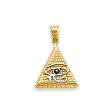 Load image into Gallery viewer, 14K Two Tone Gold Eye Of Horus Egyptian Pyramid Pendant