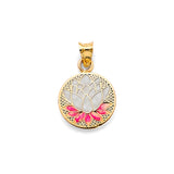 14K Yellow Gold Lotus Flower Pendant