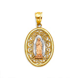 14K Tri Color Gold Guadalupe 15mm Pendant