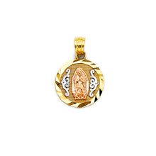 Load image into Gallery viewer, 14K Tri Color Gold Round 13mm Guadalupe Pendant