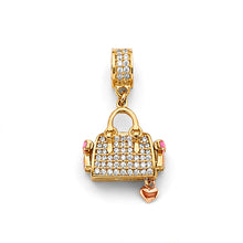 Load image into Gallery viewer, 14K Two Tone Gold CZ Purse Charm