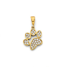 Load image into Gallery viewer, 14K Yellow Gold CZ Dog Paw Pendant